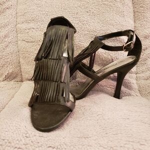 Forever 21 Black Fringe Heels Size 8.5